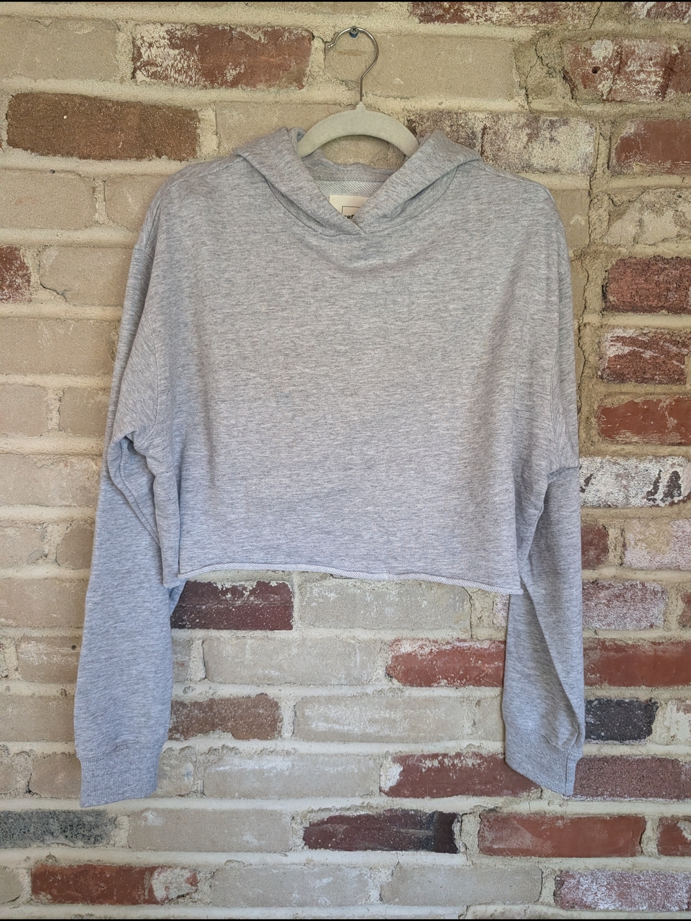 Reflex Light Heather Gray Cropped Hoodie